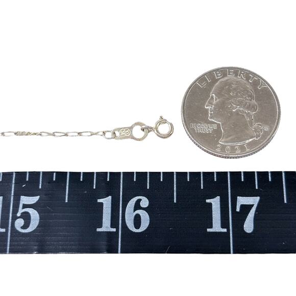 Figaro Link Chain Necklace | Vintage Sterling Silver 925 | 16.5" - Picture 3 of 4